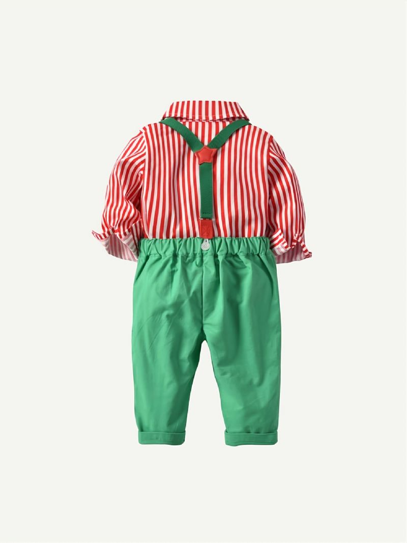 Baby Drenge Gentleman Outfit Langærmet Button-up Top & Suspender Buks Sæt Jul