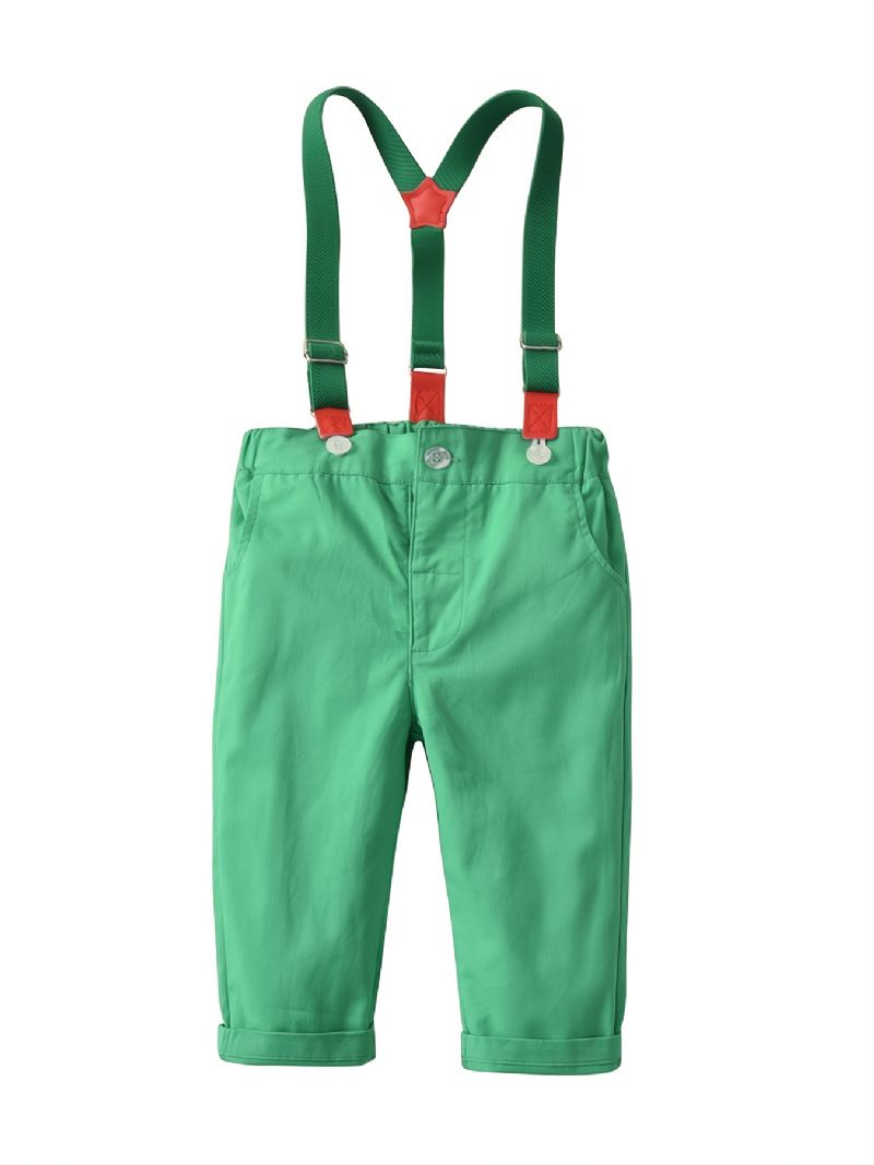 Baby Drenge Gentleman Outfit Langærmet Button-up Top & Suspender Buks Sæt Jul