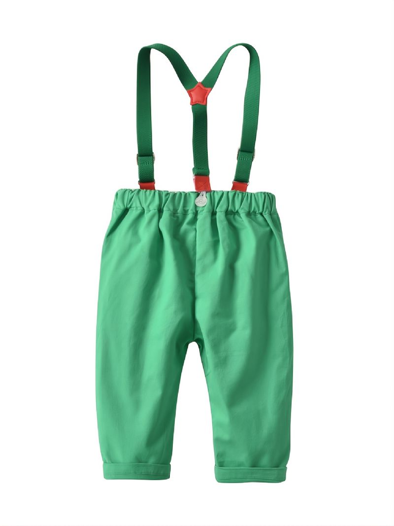 Baby Drenge Gentleman Outfit Langærmet Button-up Top & Suspender Buks Sæt Jul