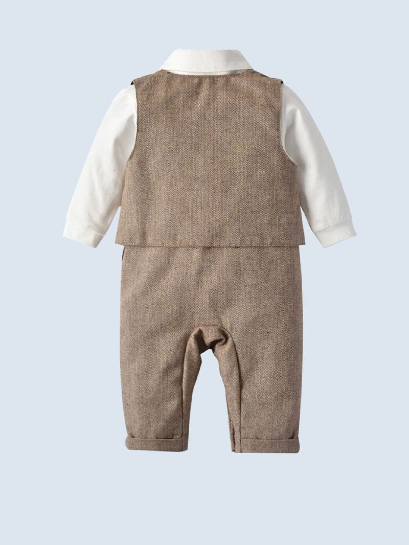 Baby Drenge Gentleman Suit 3 Pakker (jumpsuits + Vest + Hat)