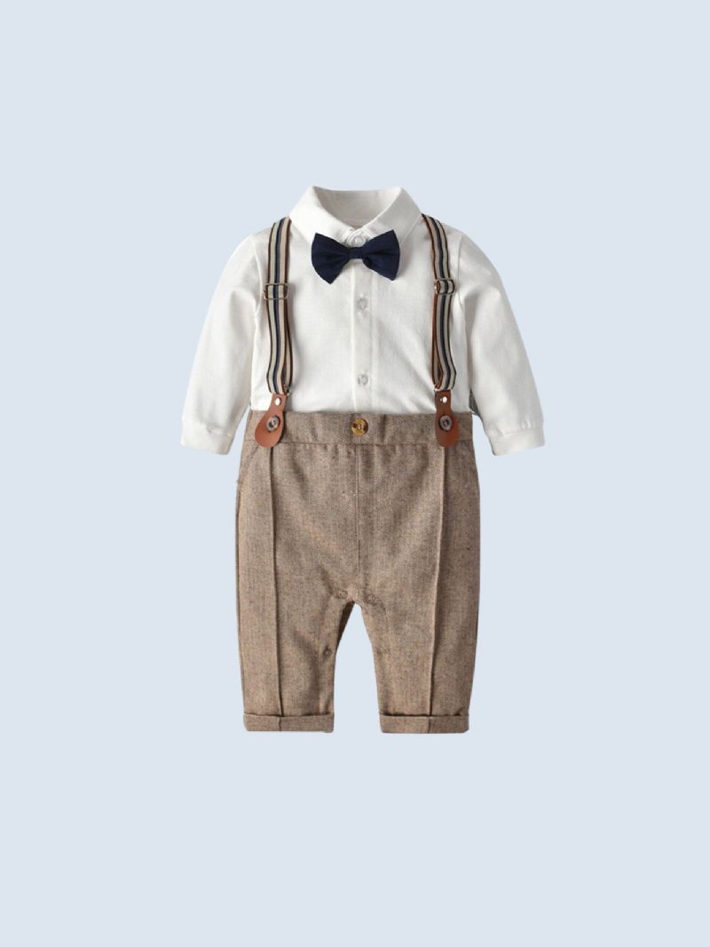 Baby Drenge Gentleman Suit 3 Pakker (jumpsuits + Vest + Hat)