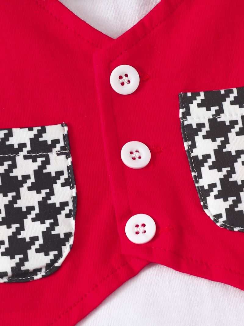 Baby Drenge Gentlemen Outfit Kortærmede & Houndstooth Shorts Sæt