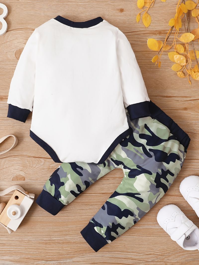 Baby Drenge Langærmet Romper Bodysuit + Matchende Camouflage Bukser Sæt Babytøj Outfit