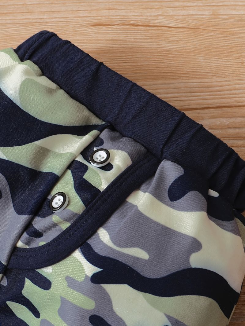 Baby Drenge Langærmet Romper Bodysuit + Matchende Camouflage Bukser Sæt Babytøj Outfit