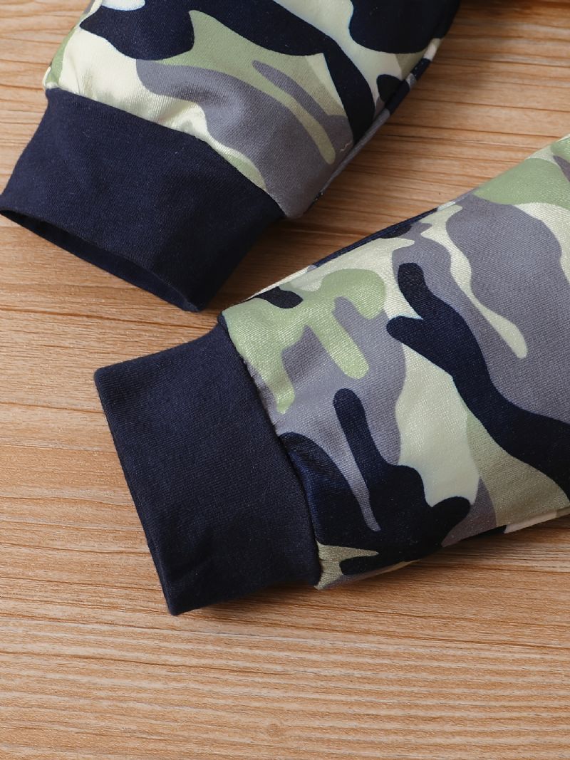 Baby Drenge Langærmet Romper Bodysuit + Matchende Camouflage Bukser Sæt Babytøj Outfit