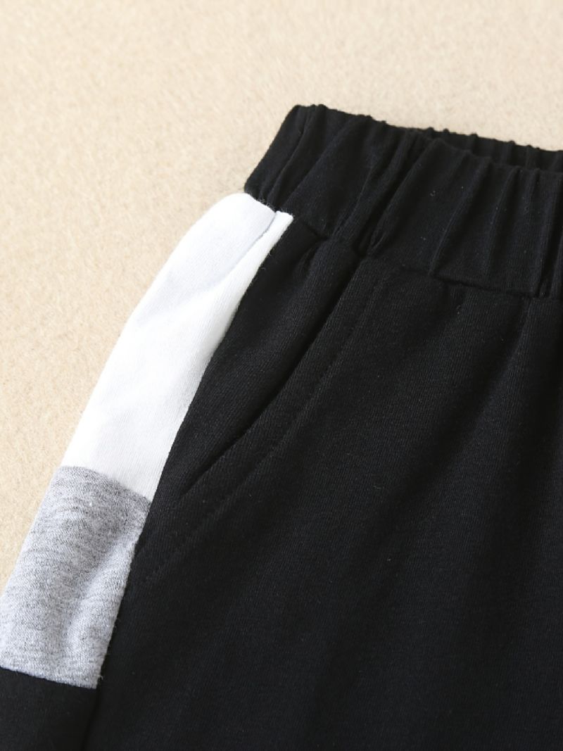 Baby Drenge Letter Print Sports Sæt Splejsning Kortærmede Shorts Børnetøj