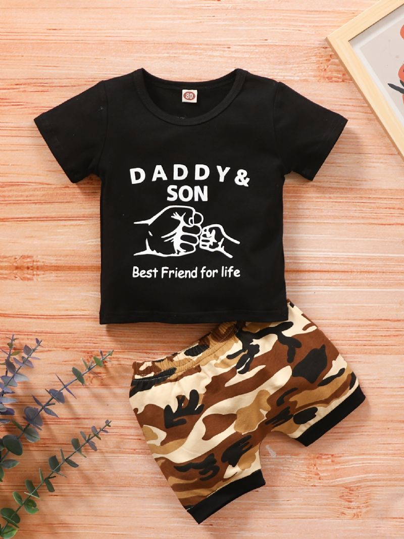 Baby Drenge Mode Outfits Print Kortærmede Camouflage Shorts Sæt