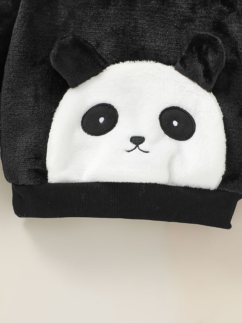 Baby Drenge Piger Hættetrøjer Og Matchende Joggerbukser Med Tegneserie Panda Design Til Vinter Babytøj Outfit Sæt