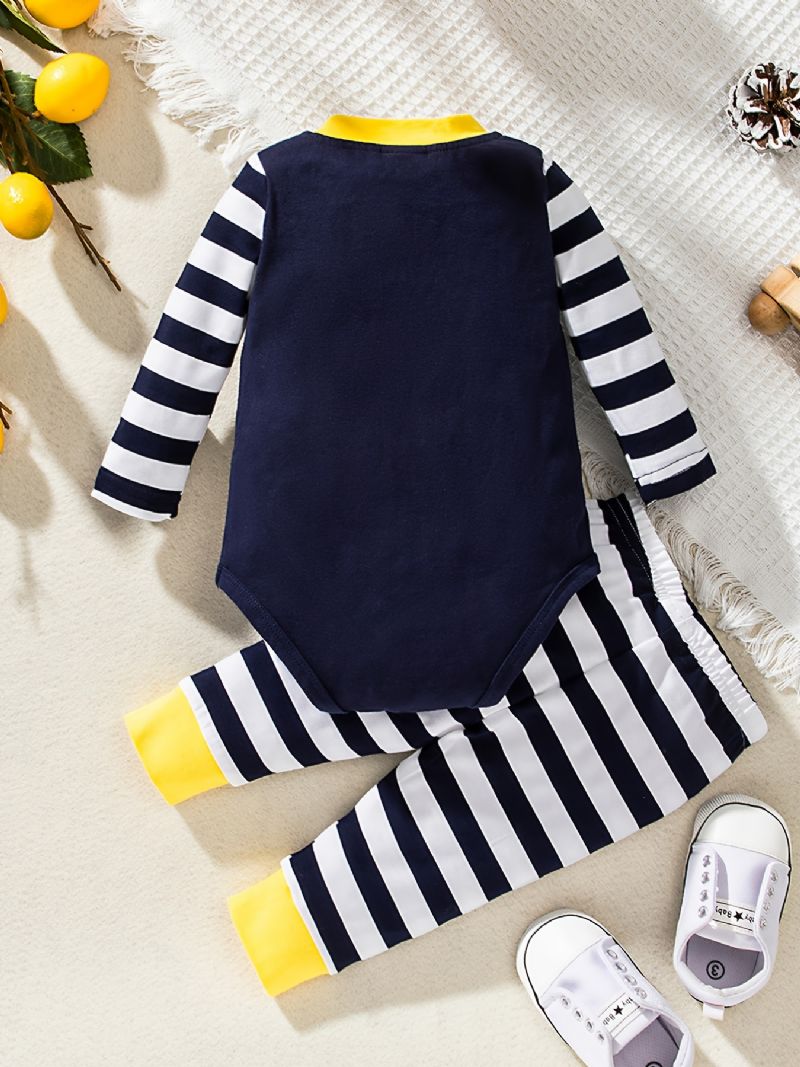 Baby Drenge Piger Langærmet Hjortemønster Romper + Stribede Bukser Sæt Nyfødt Spædbørn Babytøj Layette Sæt