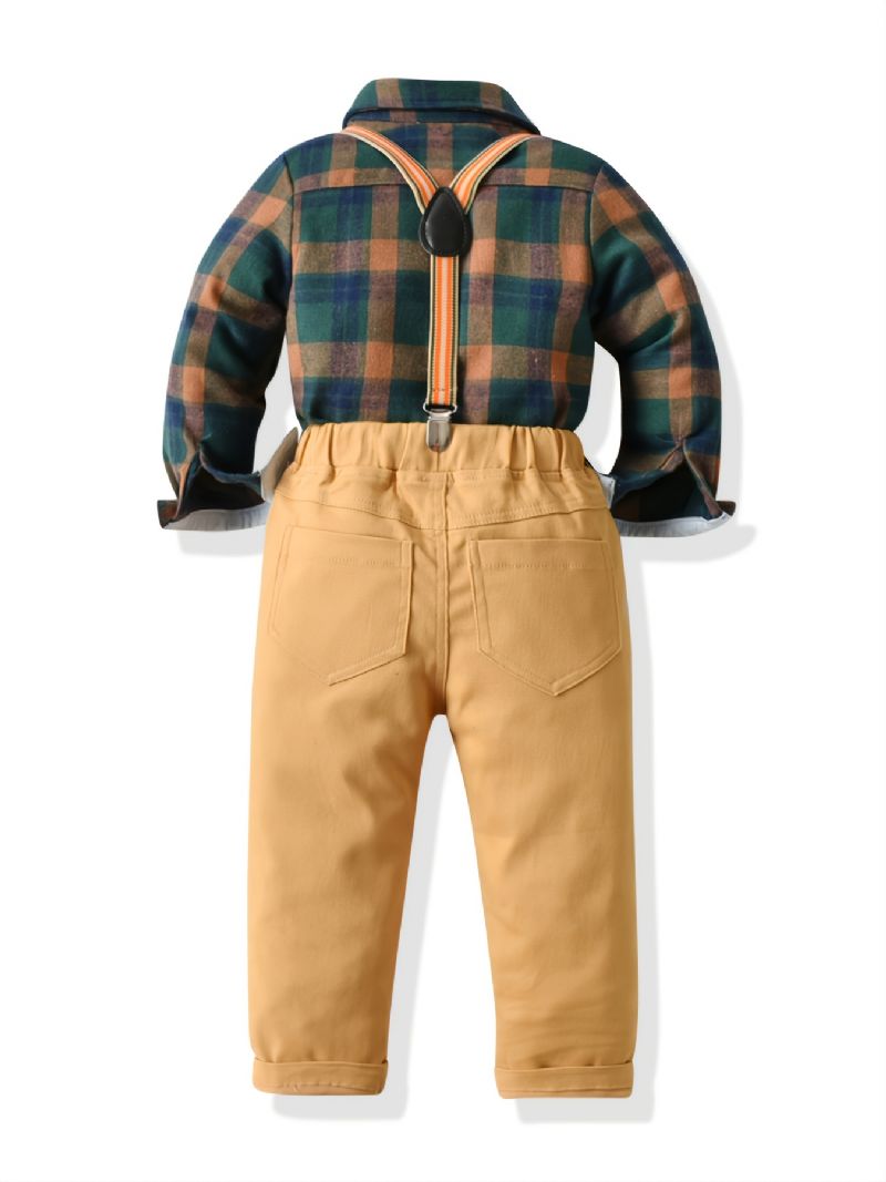 Baby Drenge Plaid Button-up Skjorte & Selebukser Sæt Herre Sæt Til Julefest