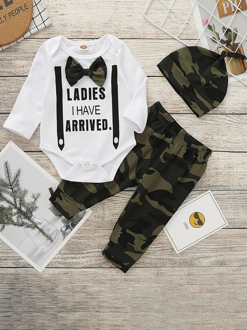 Baby Drenge Rompers & Camo Bukser & Hatte Nyfødt Herredragt Til Jul