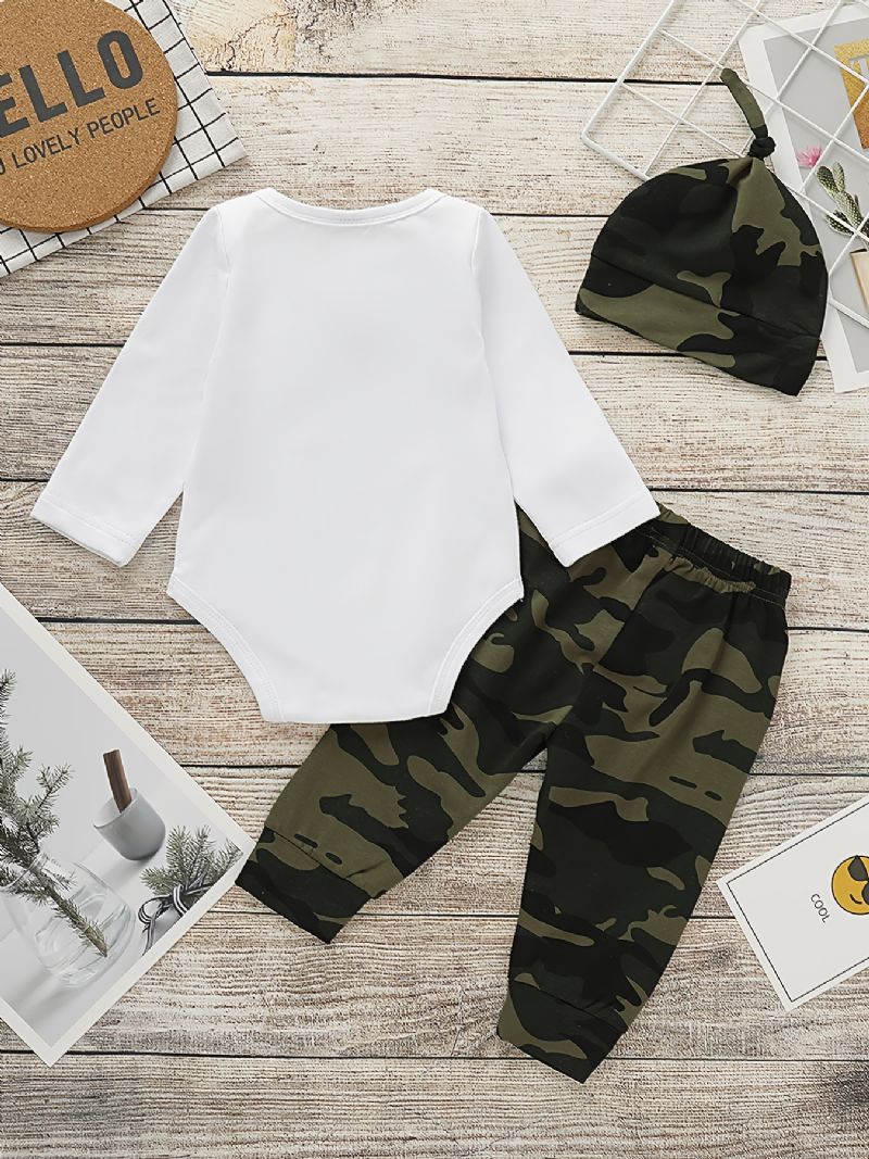 Baby Drenge Rompers & Camo Bukser & Hatte Nyfødt Herredragt Til Jul