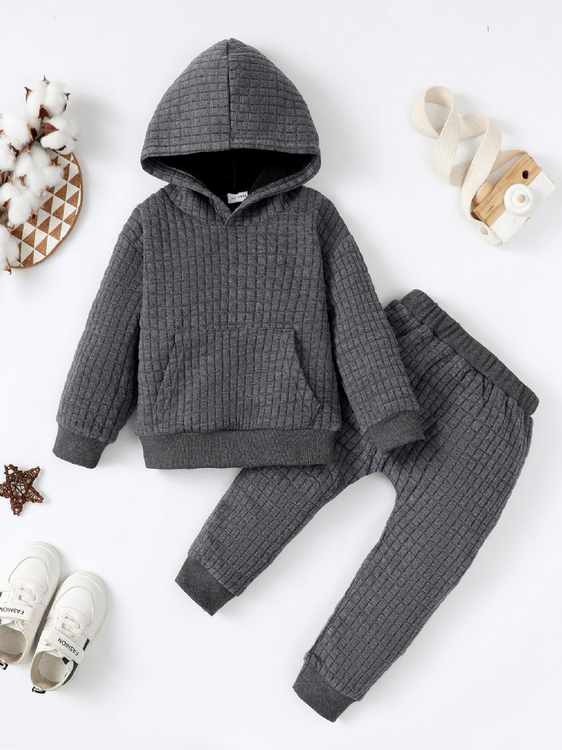 Baby Drenge Solid Hættetrøjer Sweatshirt Top & Bukser Sæt Vinter Sæt