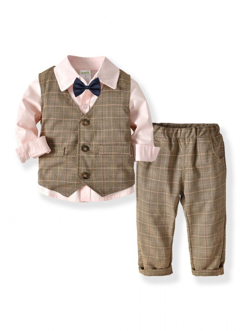 Baby Toddler Drenge Gentleman Bowtie Outfits Langærmet Jakkesæt