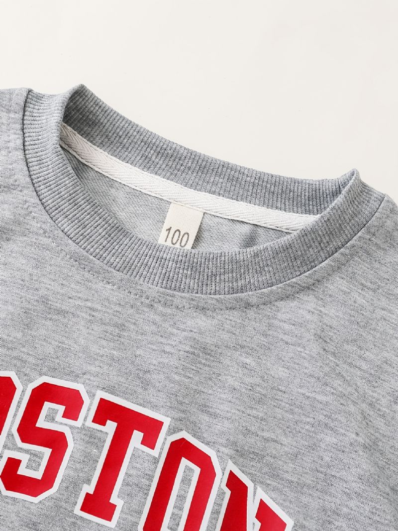 Drenge Boston Print Langærmet Sweatshirt & Bukser Sæt