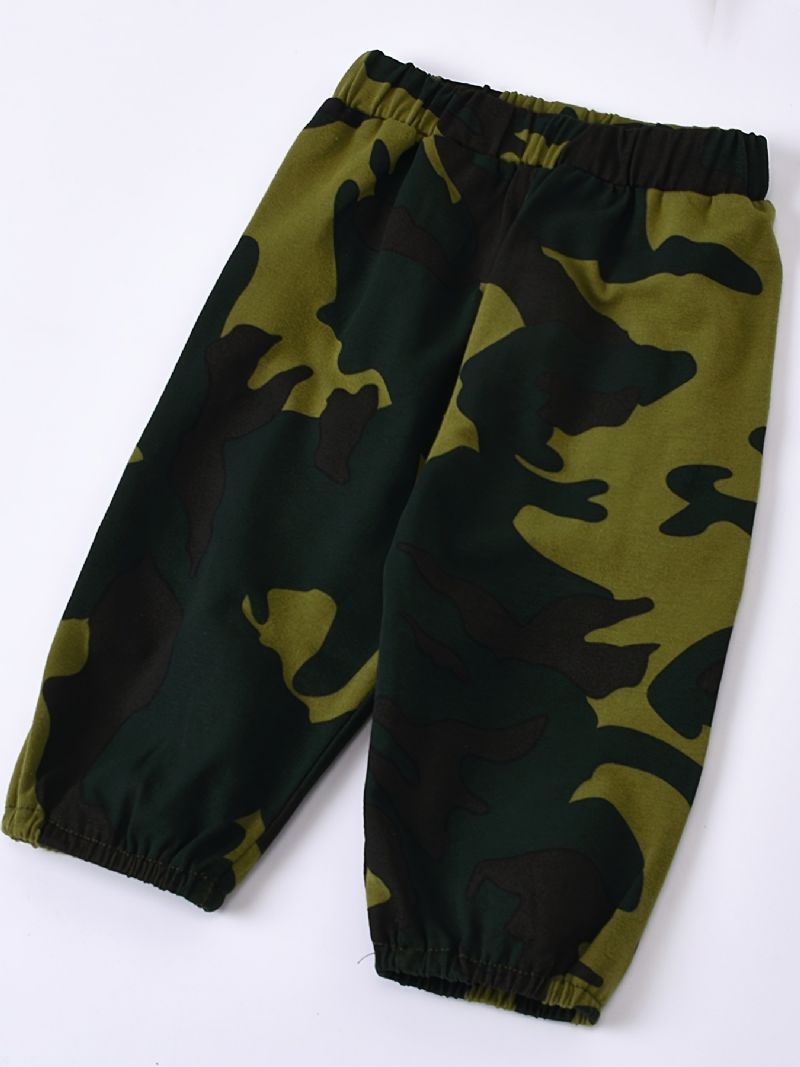 Drenge Casual Camouflage Print Sæt Med Solbriller Pullover Sweatshirt & Sweatpants Til Vinter