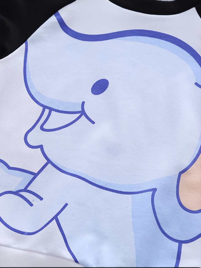 Drenge Casual Elephant Printet Rundhals Langærmede Sweatshirts Bukser Sæt Efterår Vinter