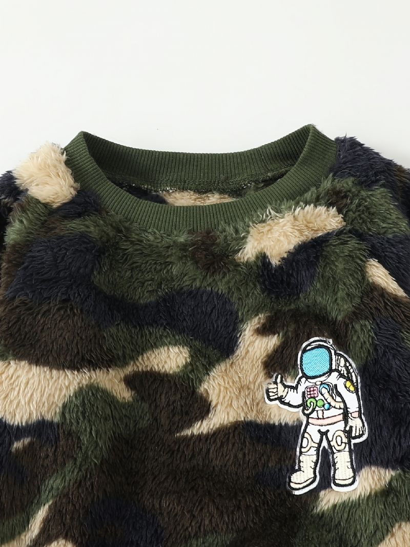 Drenge Casual Fleece Termisk Camouflage Sæt Med Langærmet Pullover Sweatshirt & Bukser