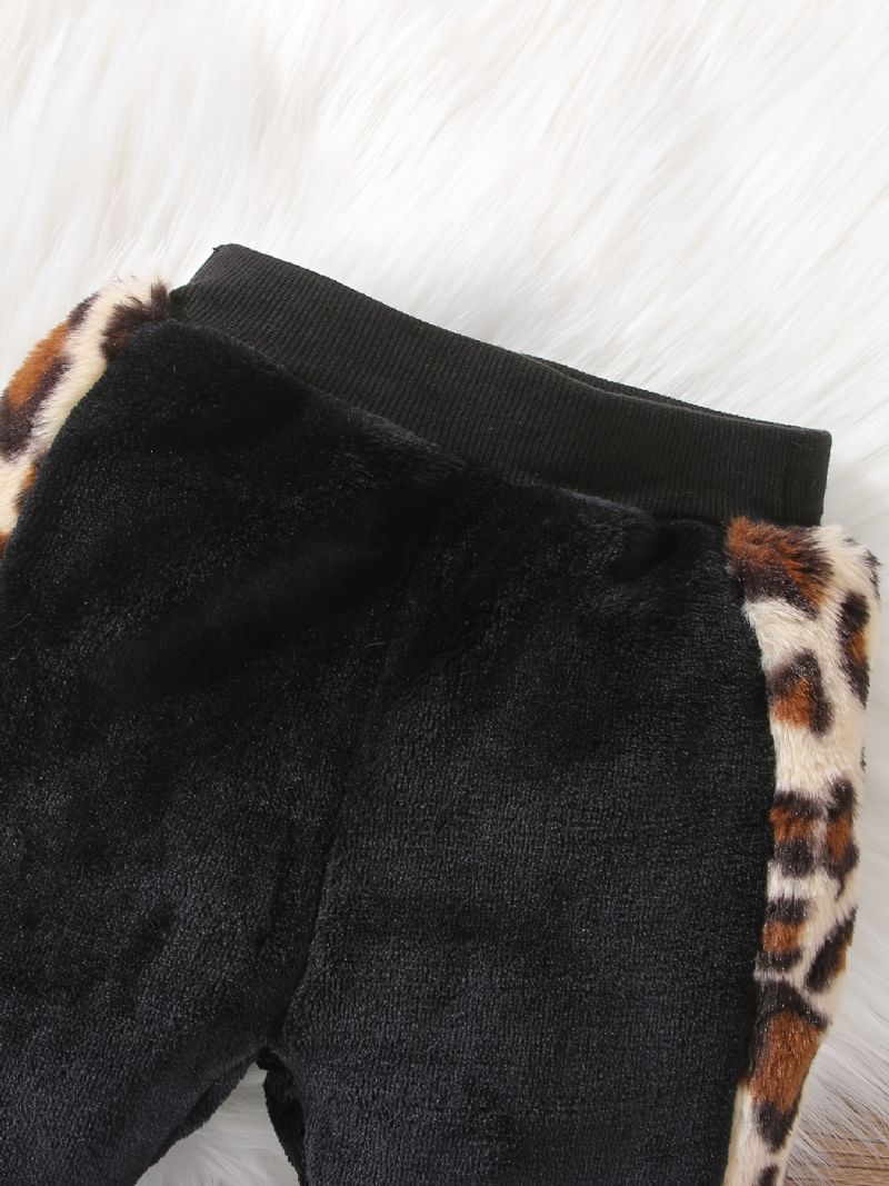 Drenge Casual Fleece Termisk Leopard Print Hættetop & Bukser Sæt Til Vinter