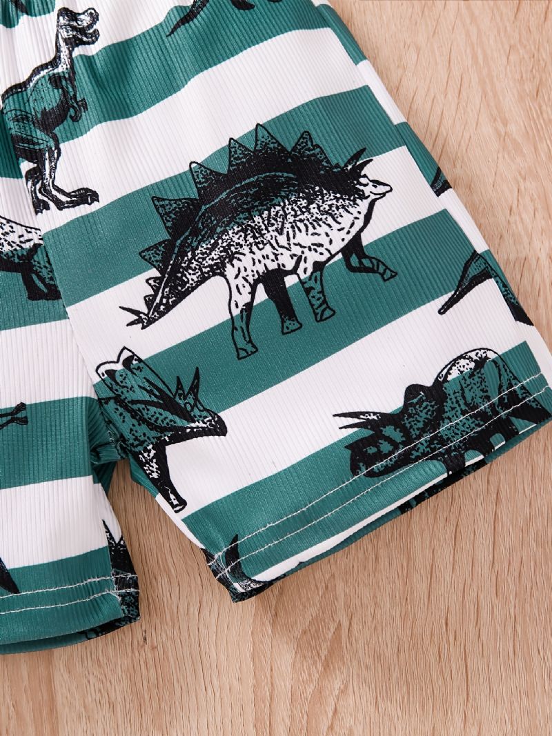 Drenge Dinosaur Stribet Print Tanktop + Shorts Sæt Babytøj Til Sommer