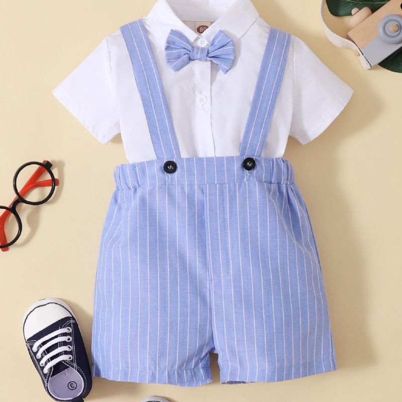 Drenge Gentleman Bowknot Romper Bodysuit + Suspender Shorts Sæt Babytøj Til Forår Efterår