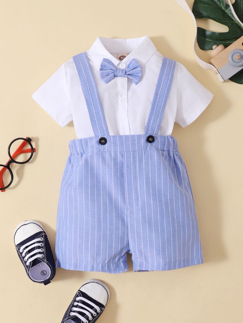 Drenge Gentleman Bowknot Romper Bodysuit + Suspender Shorts Sæt Babytøj Til Forår Efterår