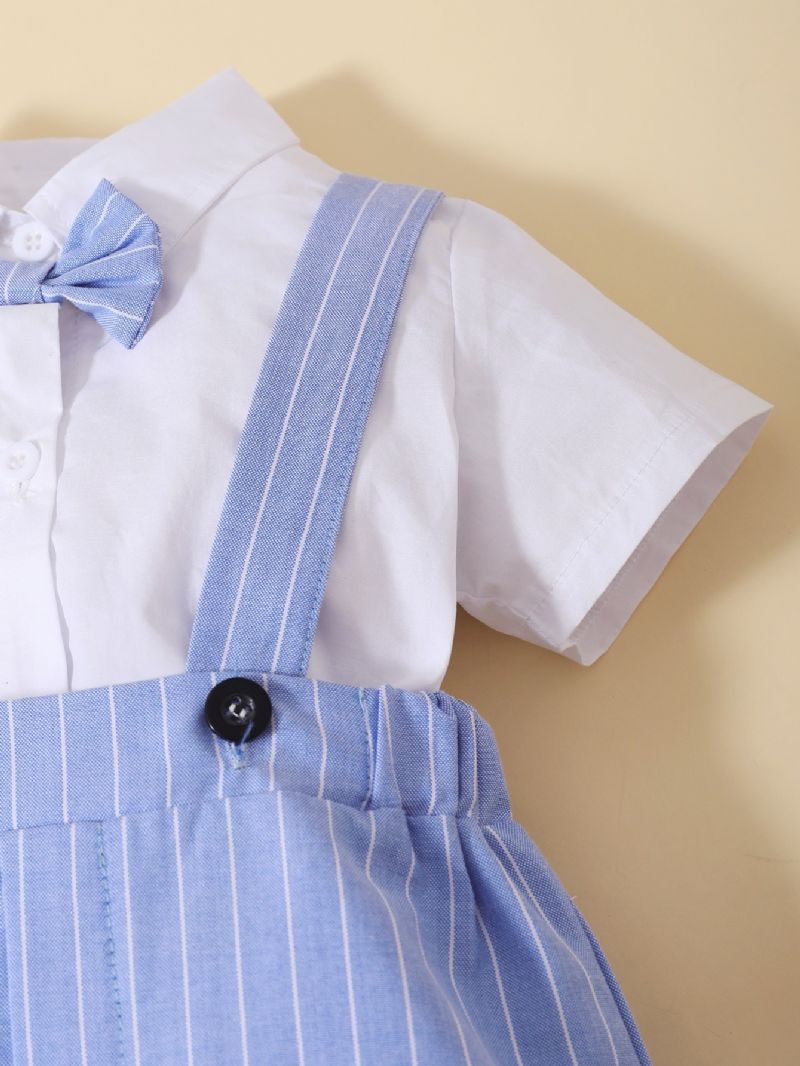 Drenge Gentleman Bowknot Romper Bodysuit + Suspender Shorts Sæt Babytøj Til Forår Efterår