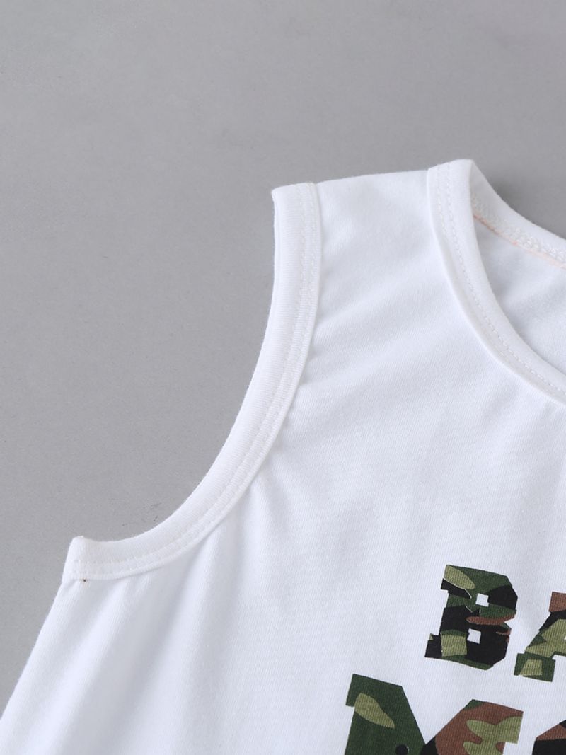 Drenge Letter Print Tank Top + Camo Kort Sæt Børnetøj Til Sommer