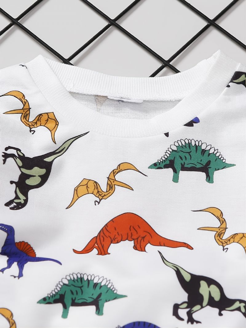 Drenge Mode Casual Dinosaur Print Rundhalset Sweatshirt Bukser Sæt