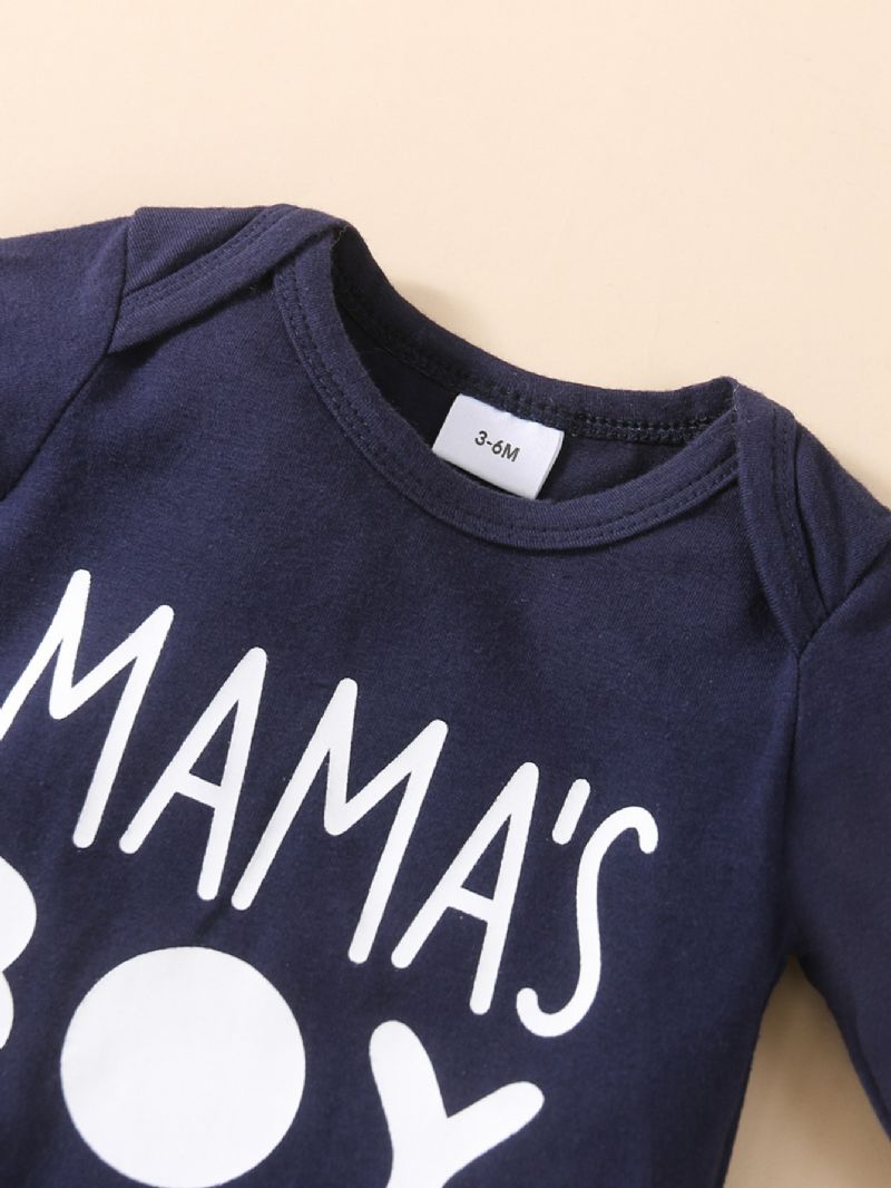 Mama's Drenge Letter Print Langærmet Pullover Sweatshirt Bukser Sæt 3 Stk