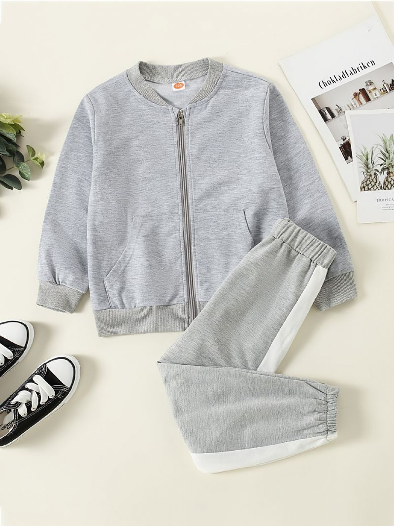 Toddler Baby Drenge Outfit Sæt Langærmet Lynlås Top & Sweatpants