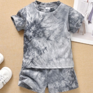 Toddler Baby Drenge Piger Tie Dye Kortærmet Skjorte Top+ Shorts Tøjsæt Sommeroutfits