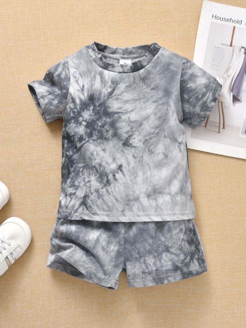 Toddler Baby Drenge Piger Tie Dye Kortærmet Skjorte Top+ Shorts Tøjsæt Sommeroutfits