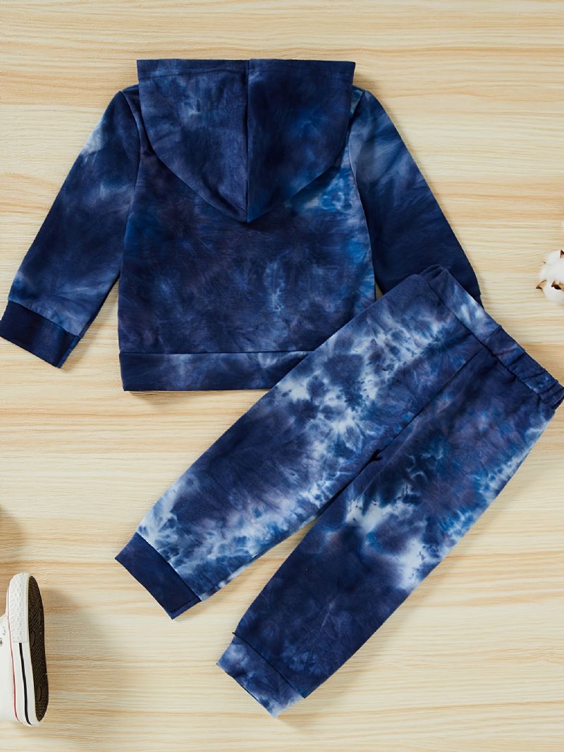 Toddler Baby Drenge Tie Dye Hættetrøje Langærmet Lomme Sweatshirt & Bukser Sæt Børnetøj