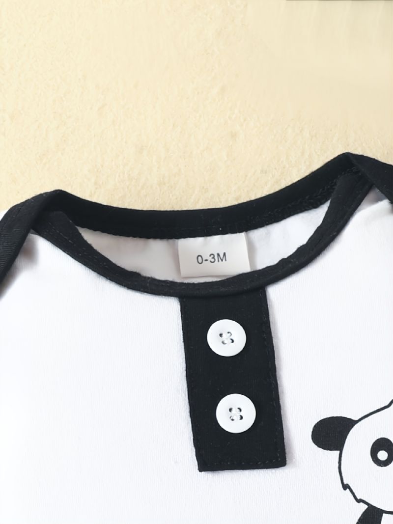 Toddler Newborn Baby Drenge Panda Printet Langærmet Romper + Bukser + Hatte 3 Stk Sæt