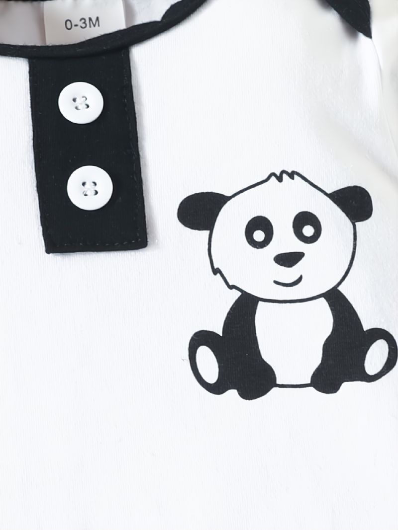 Toddler Newborn Baby Drenge Panda Printet Langærmet Romper + Bukser + Hatte 3 Stk Sæt