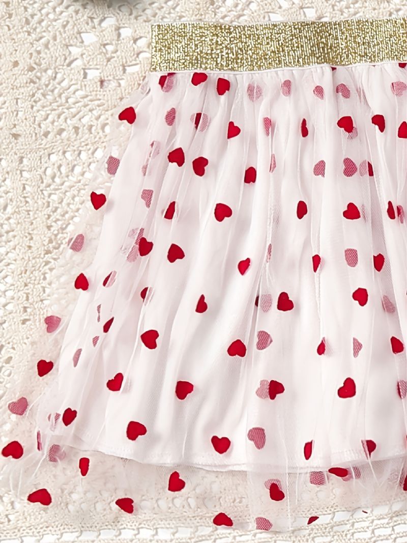 2stk Baby Piger Nederdel Mesh Heart Polka Dot Princess