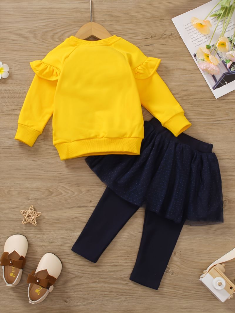 Pige Pullover Sweatshirt + Leggings Decor Med Tutu Nederdel Til Efterår Vinter Ny