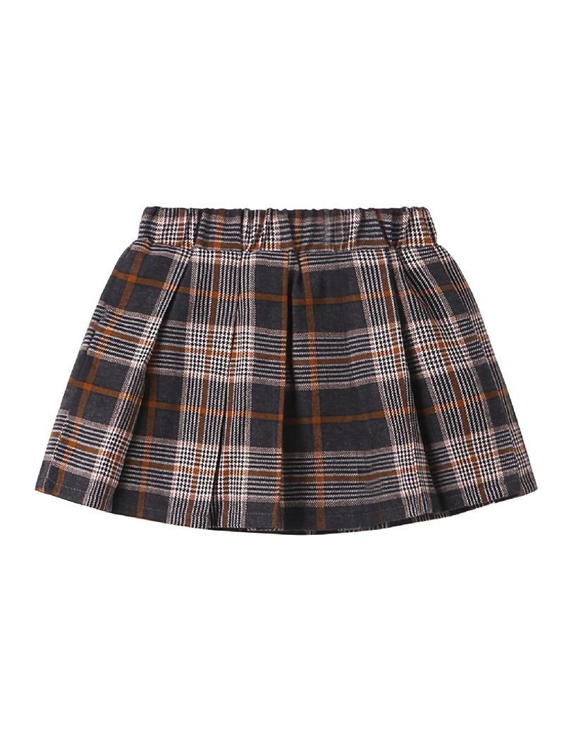 Piger Preppy Style Plaid Plisseret Nederdel Børnetøj