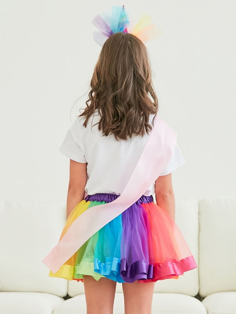 Piger Prinsesse Rainbow Tutu-nederdele Ballet-tyl Dans-nederdel Festkjoletøj Børnetøj