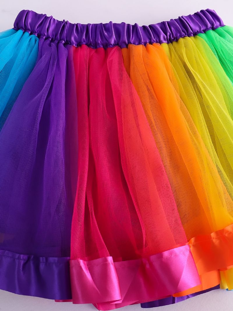 Piger Prinsesse Rainbow Tutu-nederdele Ballet-tyl Dans-nederdel Festkjoletøj Børnetøj