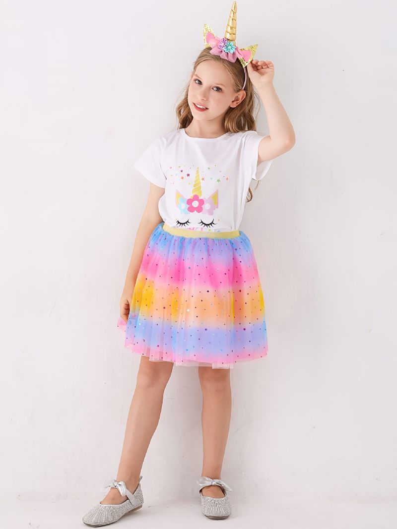 Piger Tutu Nederdel Rainbow Star Mesh Prinsesse Kjole