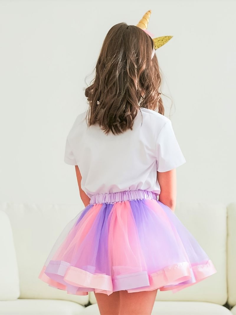 Piges Pink Lilla Lagdelt Tulle Tutu-nederdel Børnetøj Prinsesse-nederdel