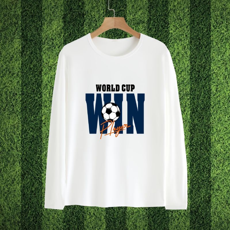 Baby Drenge Langærmet T-shirt Fodbold Brev Print Rund Hals Top Børnetøj