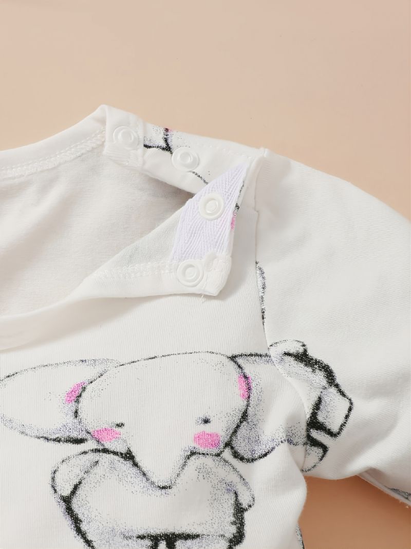 Baby Pige Elefant Print Langærmet Onesie