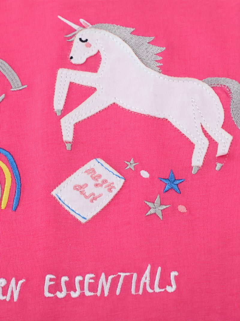 Baby Piger Langærmede T-shirts Rundhalset Søde Unicorn Print Toppe Børnetøj