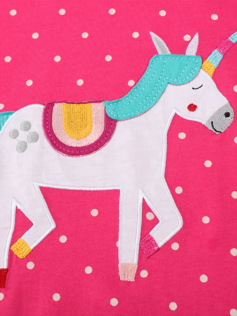 Baby Piger T-shirt Rund Hals Langærmet Unicorn Dots Print Toppe Børnetøj