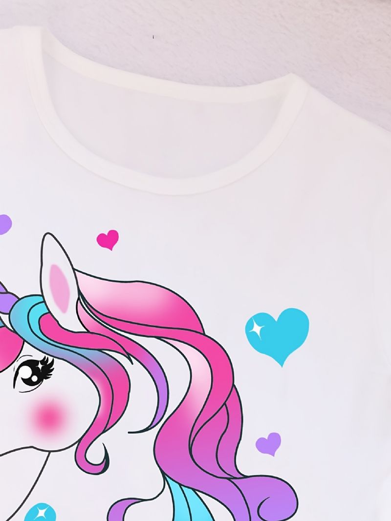 Børne Pink Lilla Unicorn Birthday Piger T-shirt Børnetøj Til Sommer