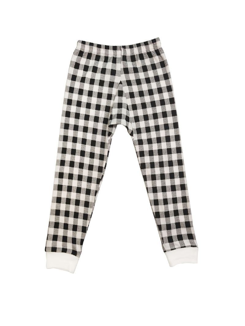 Drenge Casual Plaid Pyjamas Sæt Med Farveblok Tegneseriehatte Sløjfe Briller Print Langærmet T-shirt Og Bukser