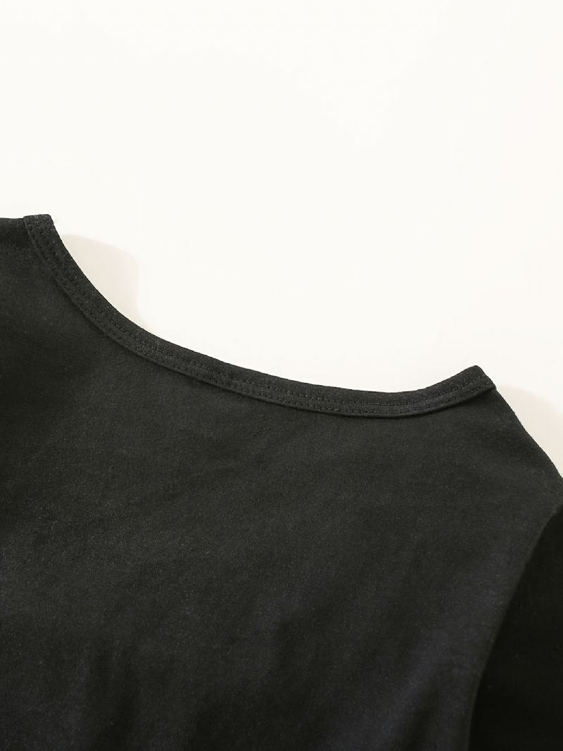 Piger Crop Top Ensfarvede Langærmet T-shirt Børnetøj